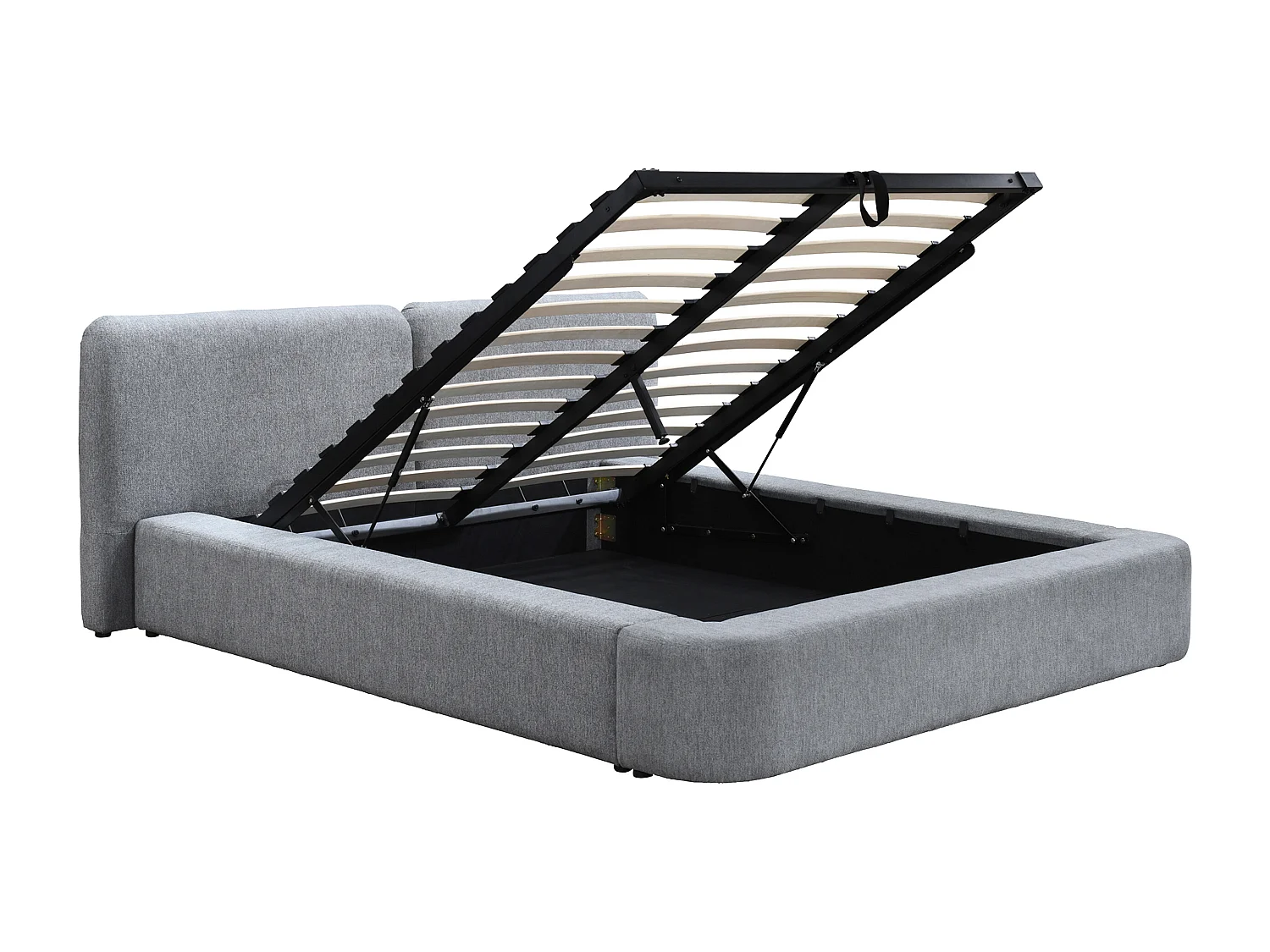 Lit coffre 160 x 200 cm - Tissu - Gris + Matelas - JUDALO de Maison Céphy