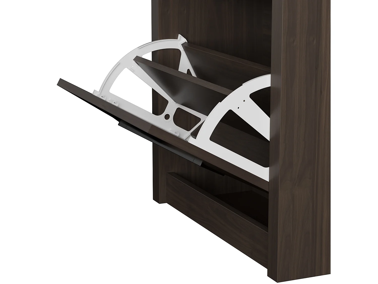 Meuble à chaussures 54x25x115 cm - 3 portes abattantes - Décor rotin - Style campagnard - Panneaux de particules - Marron