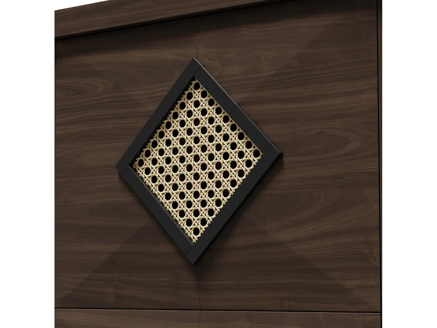 Meuble à chaussures 54x25x115 cm - 3 portes abattantes - Décor rotin - Style campagnard - Panneaux de particules - Marron