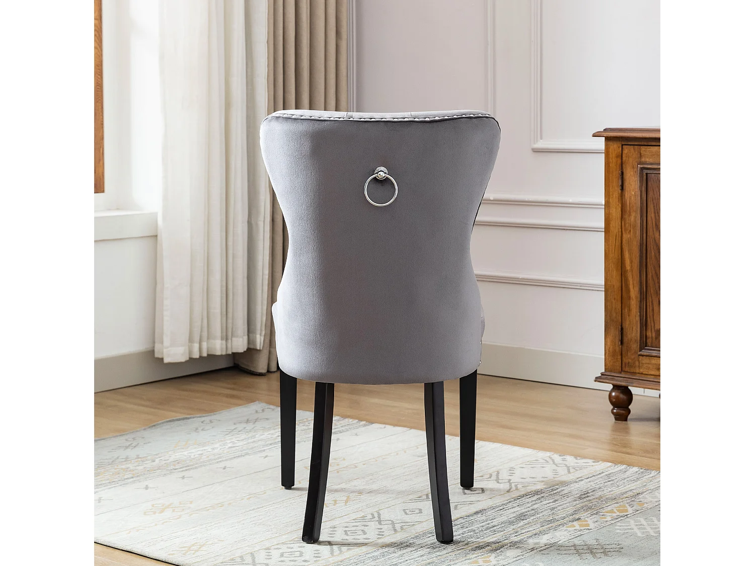 Lot de 4 chaises de salle à manger en velours - 51 x 51 x 97 cm - fauteuil de salon - chaise de détente - gris