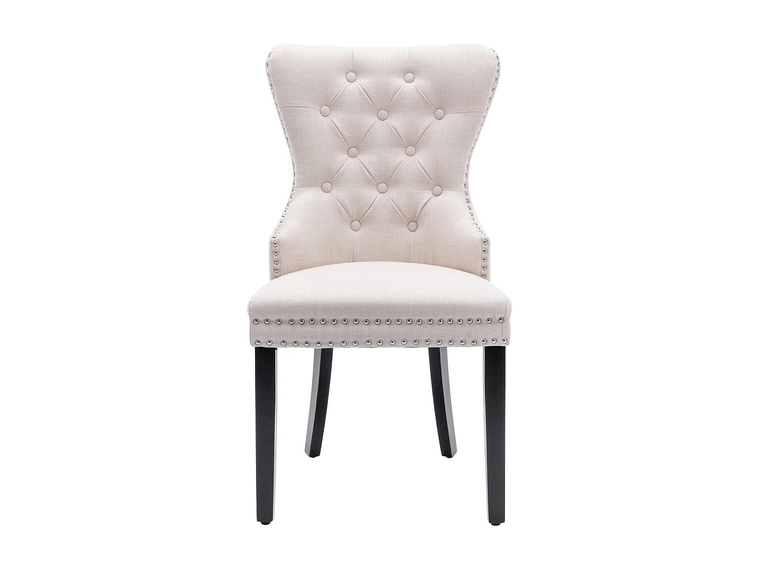 Juego de 6 sillas de comedor tapizadas en lino - 53 x 54 x 97 cm - patas de roble - sillón - beige