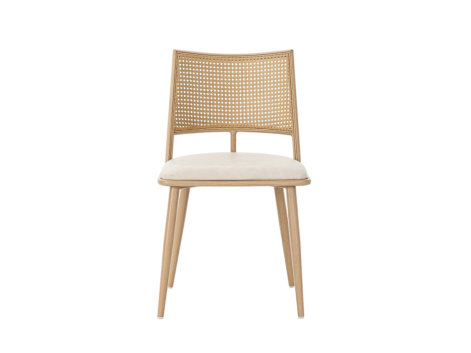 Lot de 2 chaises de salle à manger - 50 x 48 x 80 cm - assise en polyuréthane - dossier en rotin - Rotin - beige