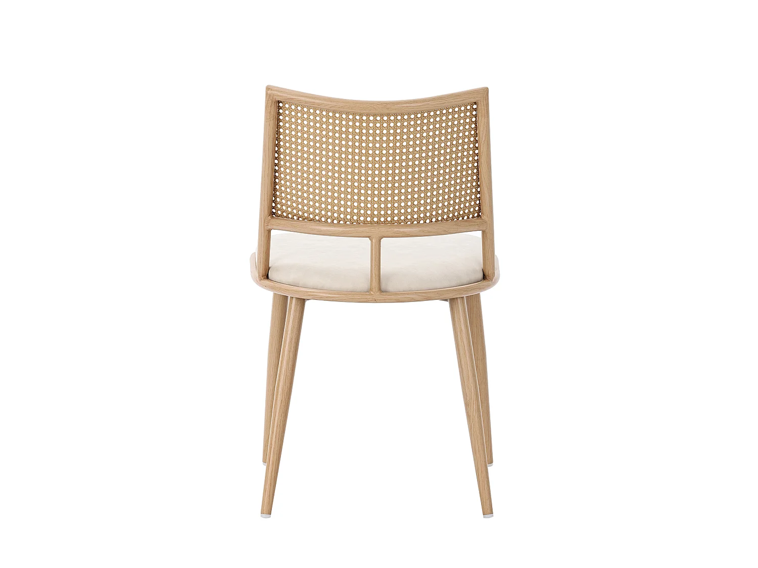 Lot de 2 chaises de salle à manger - 50 x 48 x 80 cm - assise en polyuréthane - dossier en rotin - Rotin - beige
