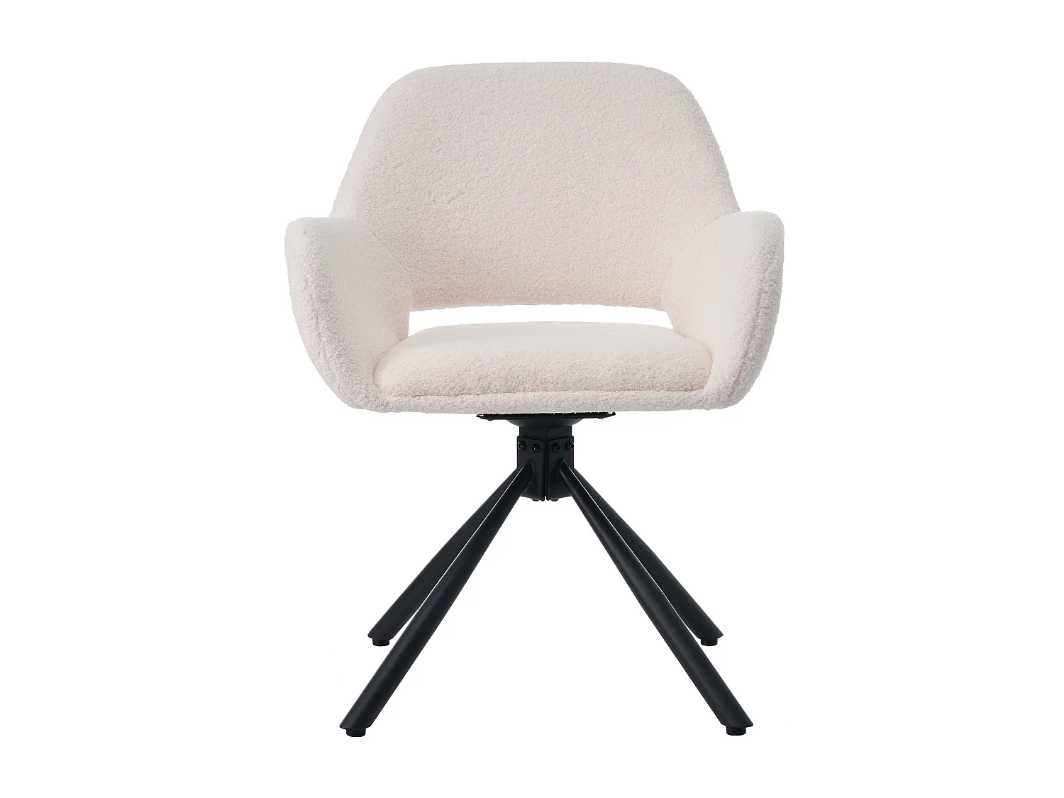 Juego de 4 sillas de comedor giratorias tapizadas en tela sherpa - 60 x 60 x 80 cm - con reposabrazos - blancas