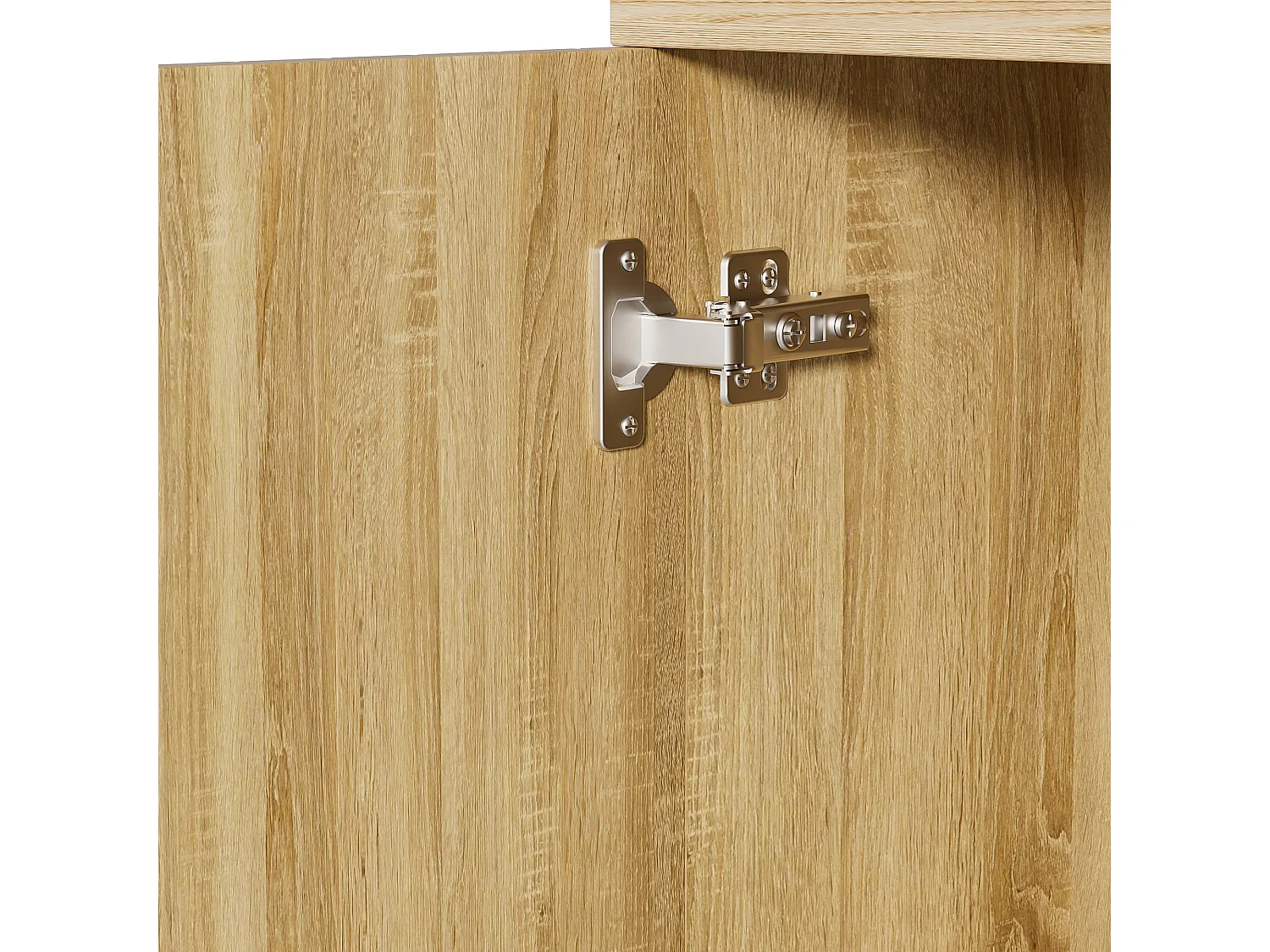 Moderner Sideboard aus Holz 160x36x94 cm - 4 Türen und 4 Schubladen - Holzoptik - Spanplatten - Natur