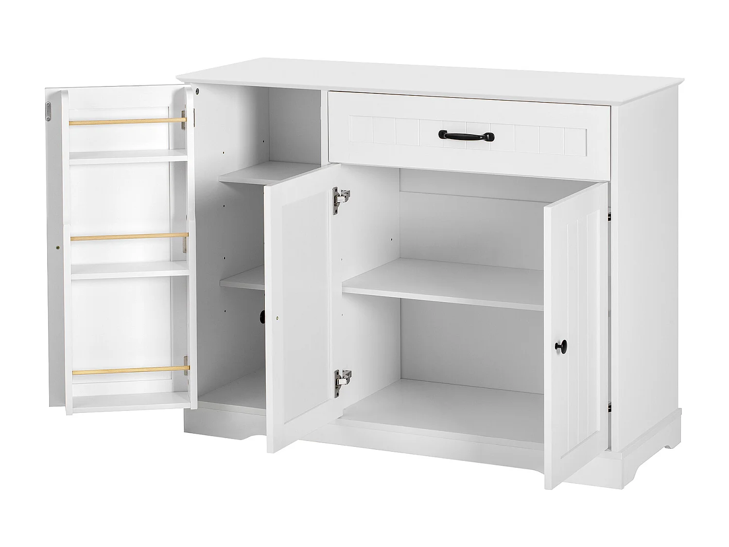 Buffet moderne 107x40x83.4cm - avec 3 portes et 1 tiroir - avec étagères réglables - Blanc