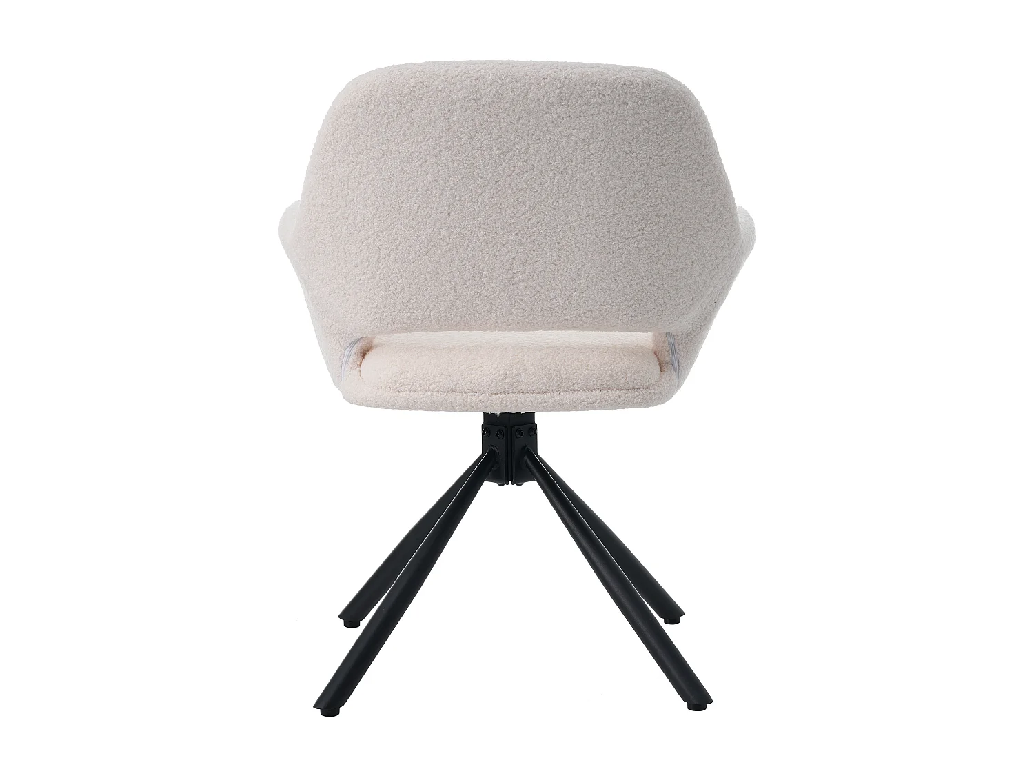 Set van 6 draaibare eetkamerstoelen in sherpa-stof - 60 x 60 x 80 cm - met armleuningen - wit