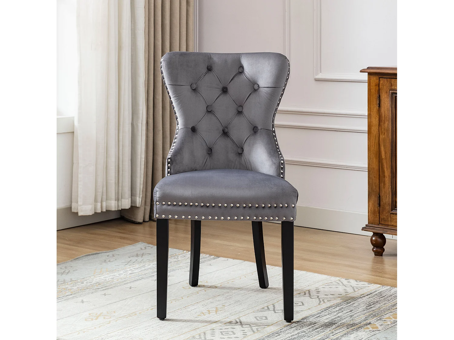 Set di 2 sedie da pranzo in velluto - 51 x 51 x 97 cm - poltrona lounge - poltrona relax - grigio