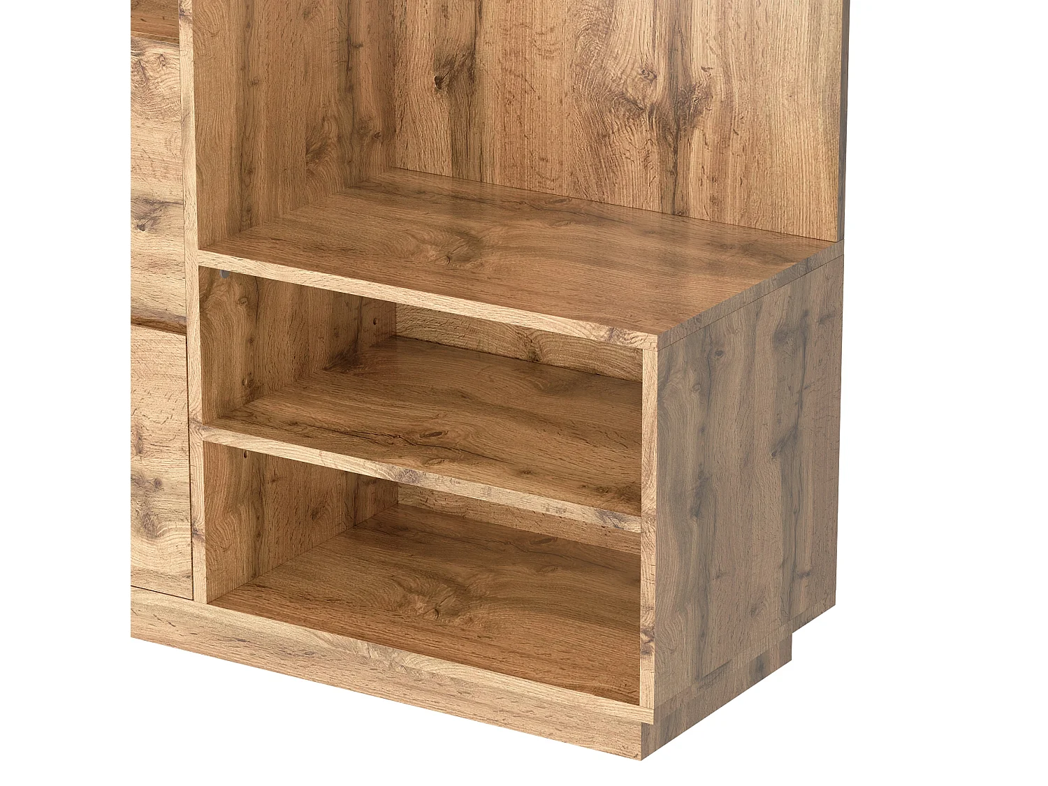 Conjunto de vestidor de entrada 90x34.5x190cm - Mueble para zapatos y un banco - Espejo y ganchos - 2 puertas y 1 cajón - Natural