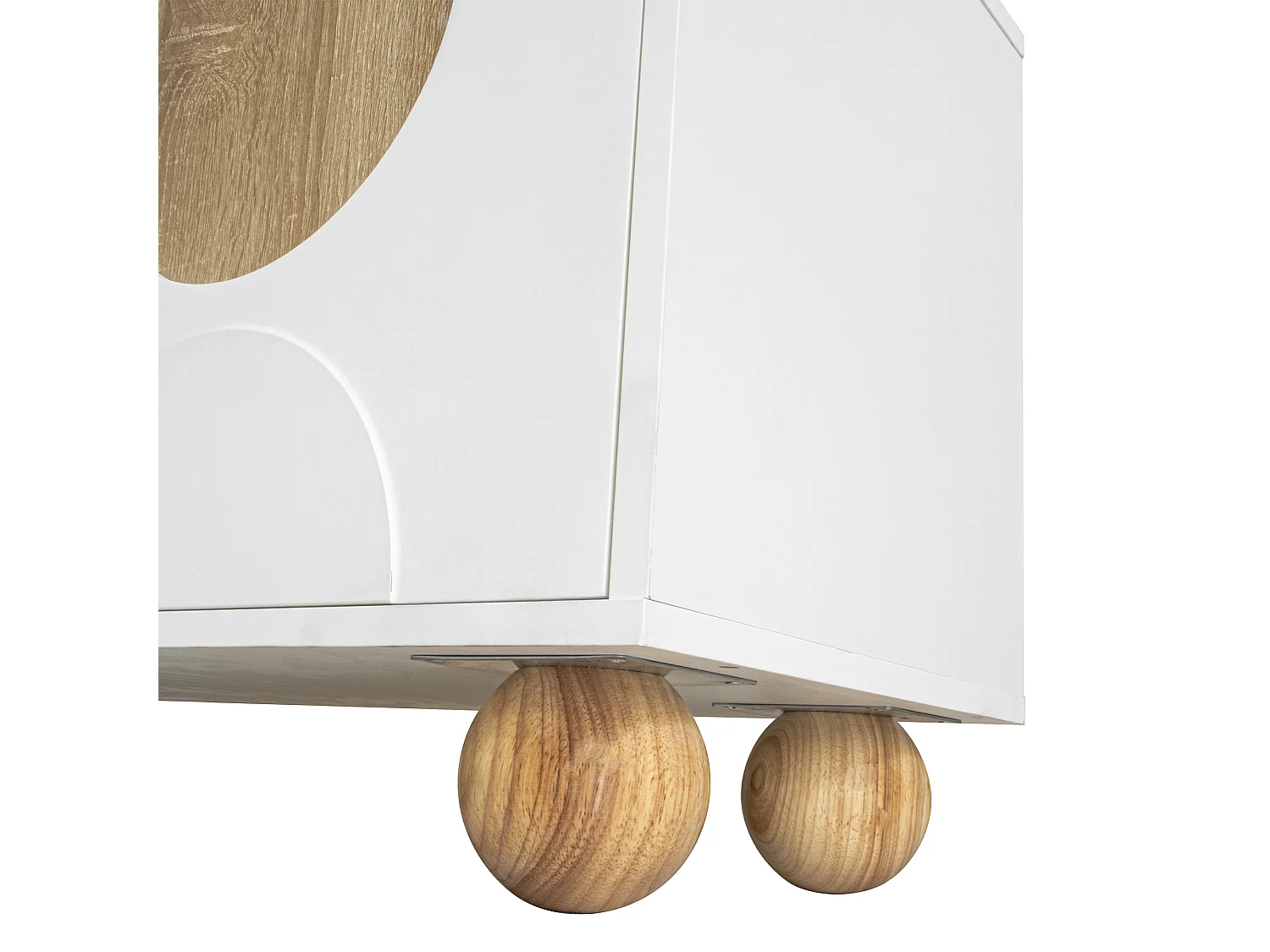 TV-Schrank 175x38x50cm - 4 Türen - Vintage-Holzoptik - Holzfüße - MDF + Spanplatten - Weiß und natur