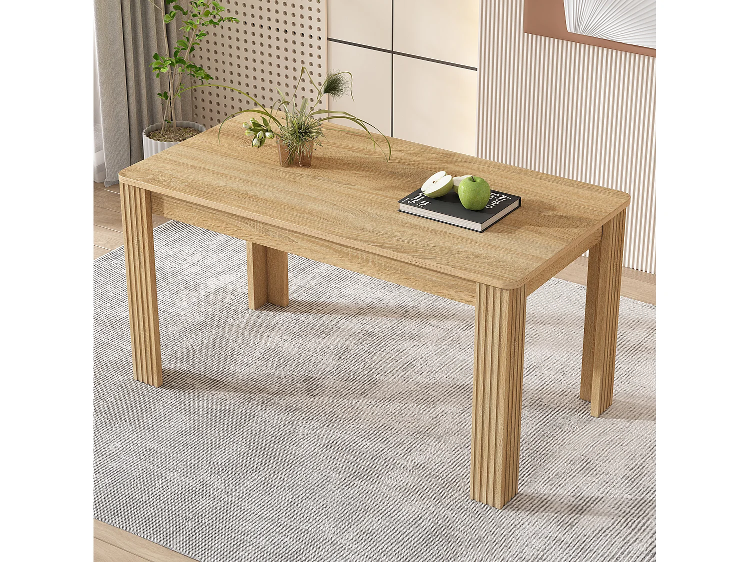 Table à manger contemporaine - 116 x 65 x 75 cm - quatre pieds - Table à manger moderne et épurée - aggloméré - naturel