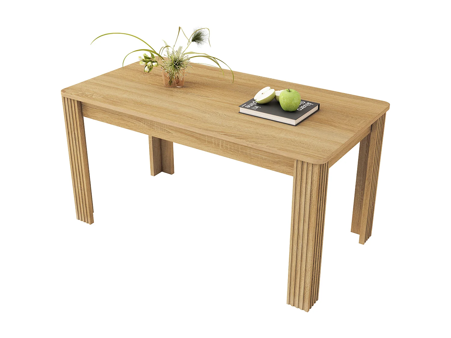 Table à manger contemporaine - 116 x 65 x 75 cm - quatre pieds - Table à manger moderne et épurée - aggloméré - naturel