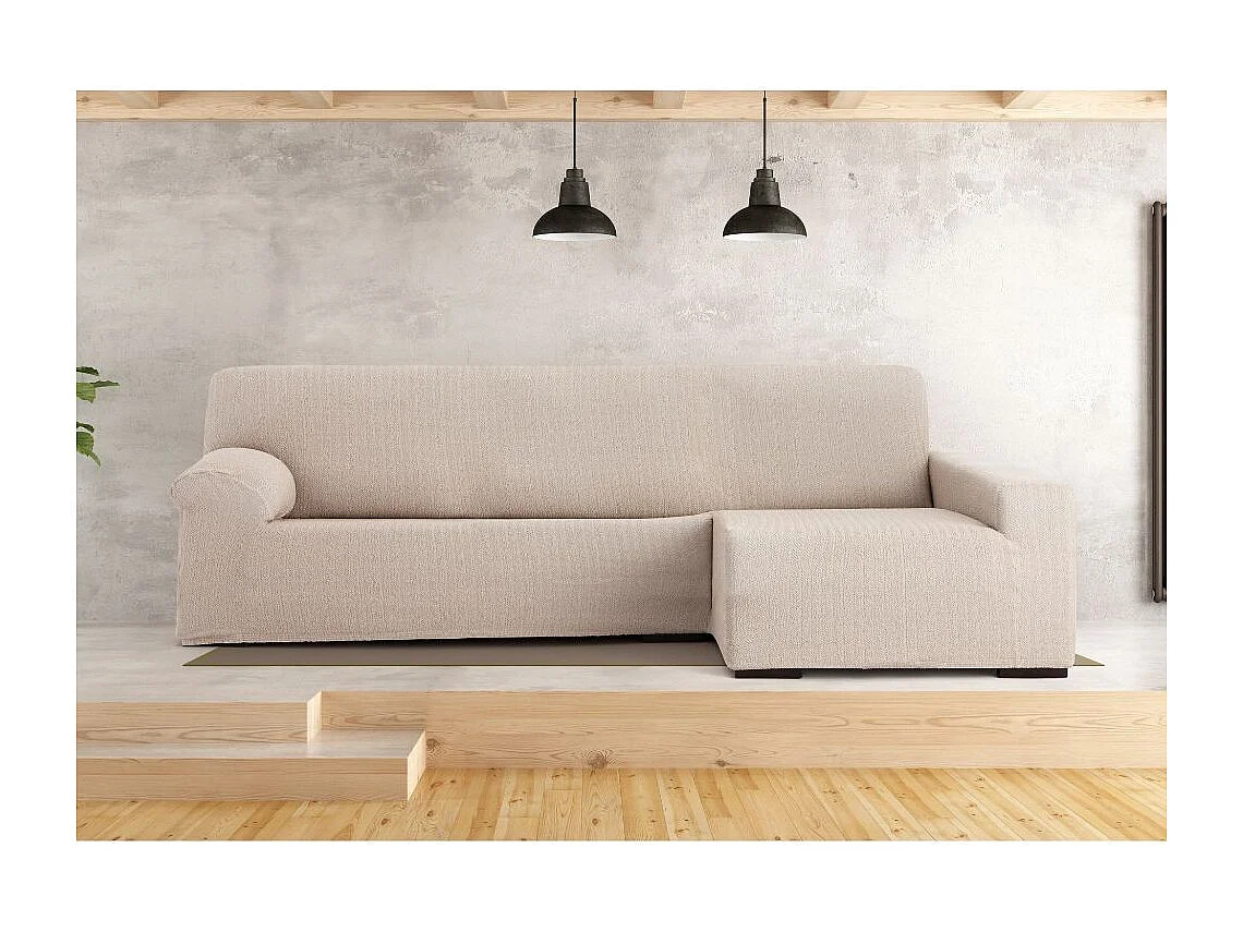 Copridivano penisola destra beige Troya elastico 250-310 bracciolo lungo