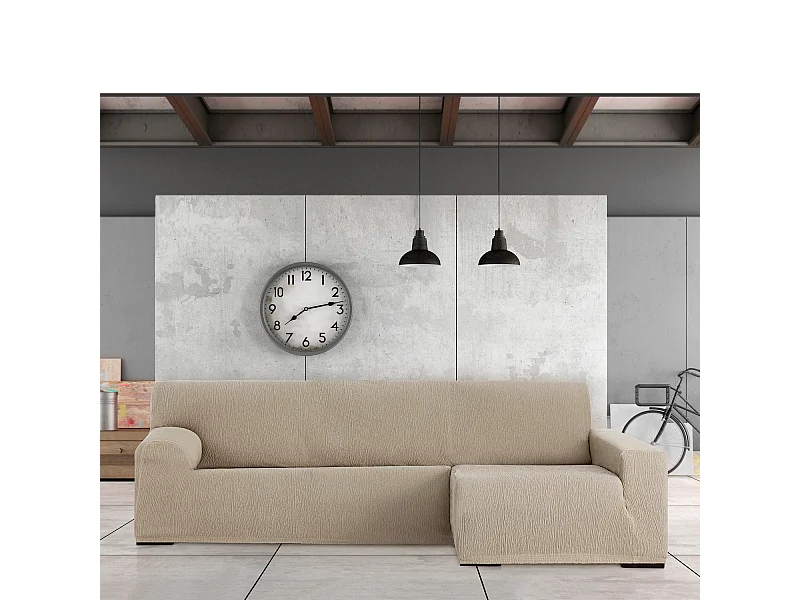 Copridivano penisola destra beige Troya elastico 250-310 bracciolo lungo