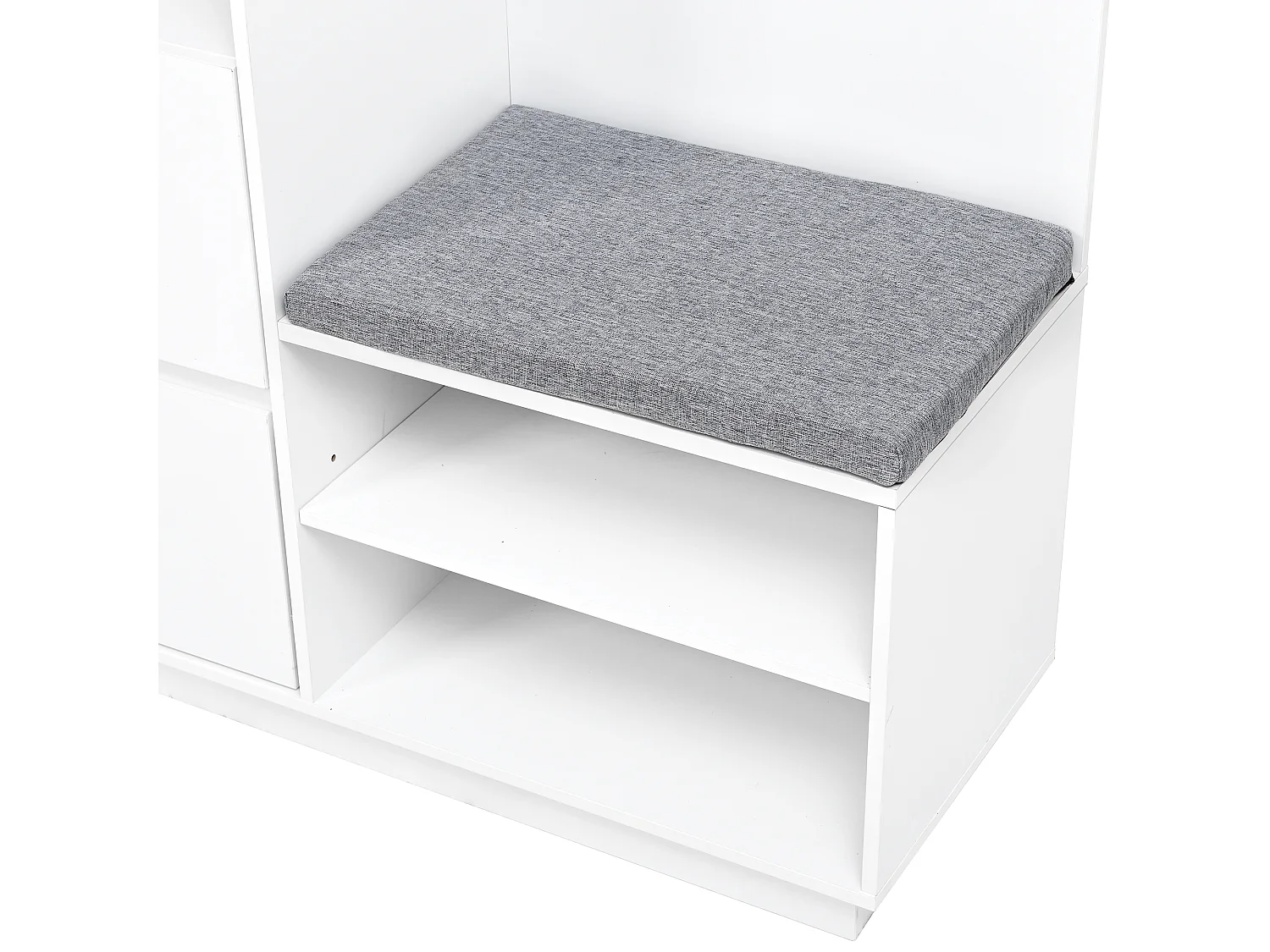 Garderobeset voor de entree 90x34.5x190cm - Schoenenkast en een bank - Spiegel en haken - 2 deuren en 1 lade - Wit