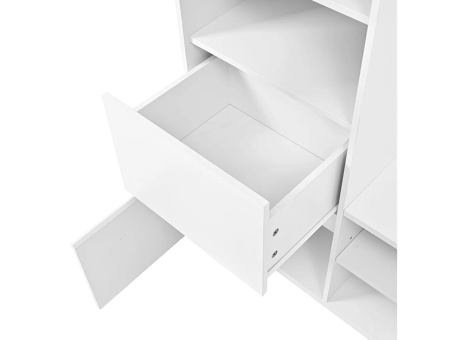 Garderobeset voor de entree 90x34.5x190cm - Schoenenkast en een bank - Spiegel en haken - 2 deuren en 1 lade - Wit