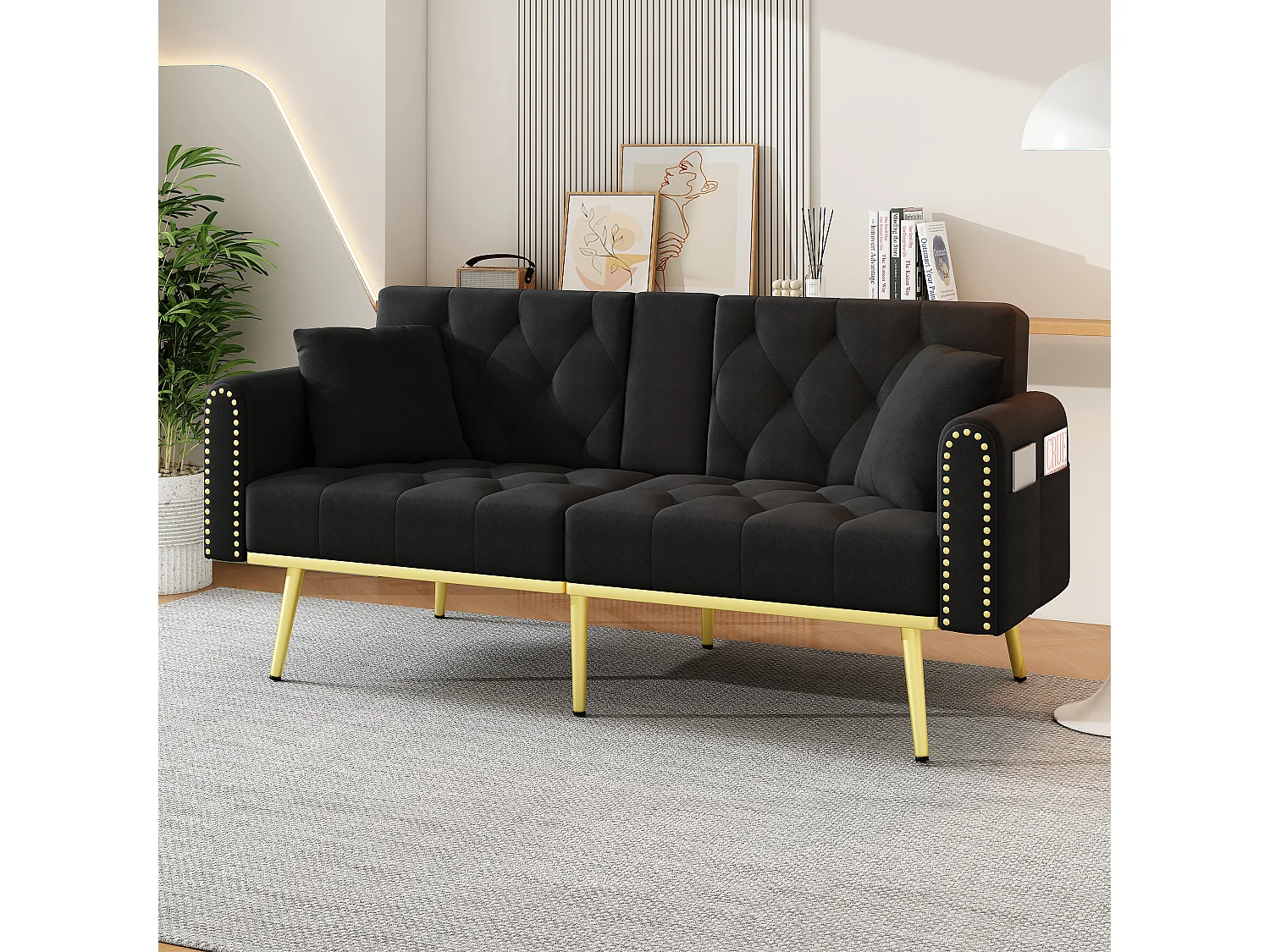 2-Sitzer Sofa - mit Relax-Funktion - drei verstellbare Neigungspositionen - Getränkehalter inklusive - schwarz