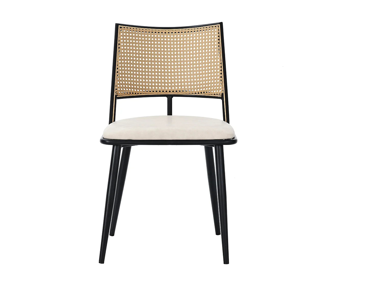 Juego de 2 sillas de comedor - 50 x 48 x 80 cm - asiento de poliuretano - respaldo de ratán - ratán - negro