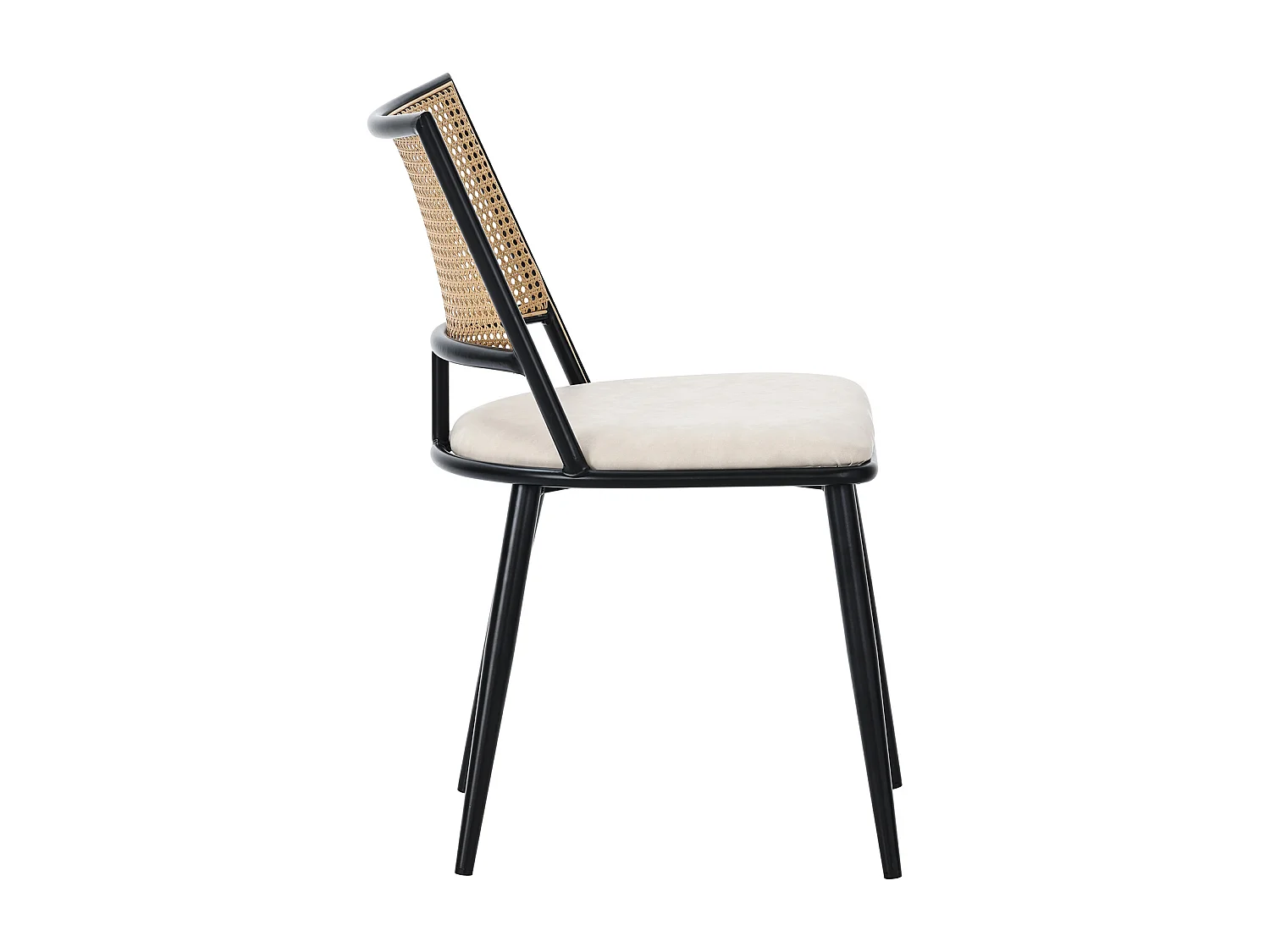 2er-Set Esszimmerstühle – 50 x 48 x 80 cm – Sitzfläche aus Polyurethan – Rückenlehne aus Rattan – Rattan – schwarz