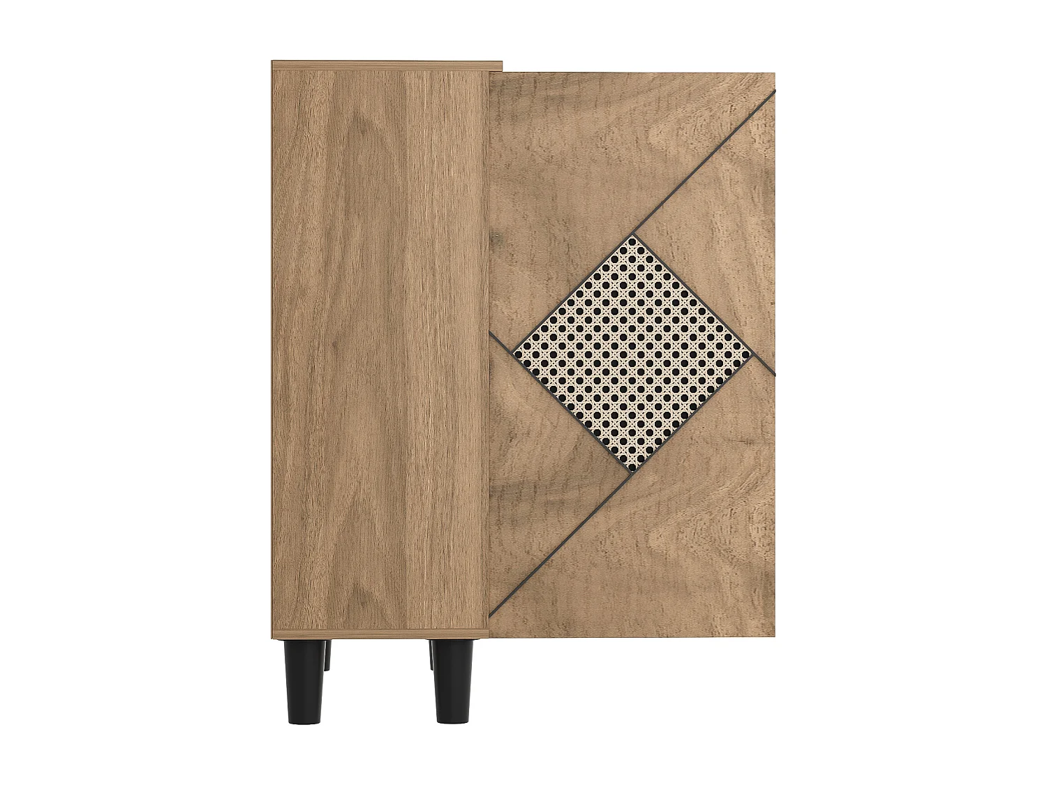 Meuble à chaussures moderne 80x32x91 cm - 2 portes - Plusieurs étagères - Motif rotin - Panneaux de particules - Naturel