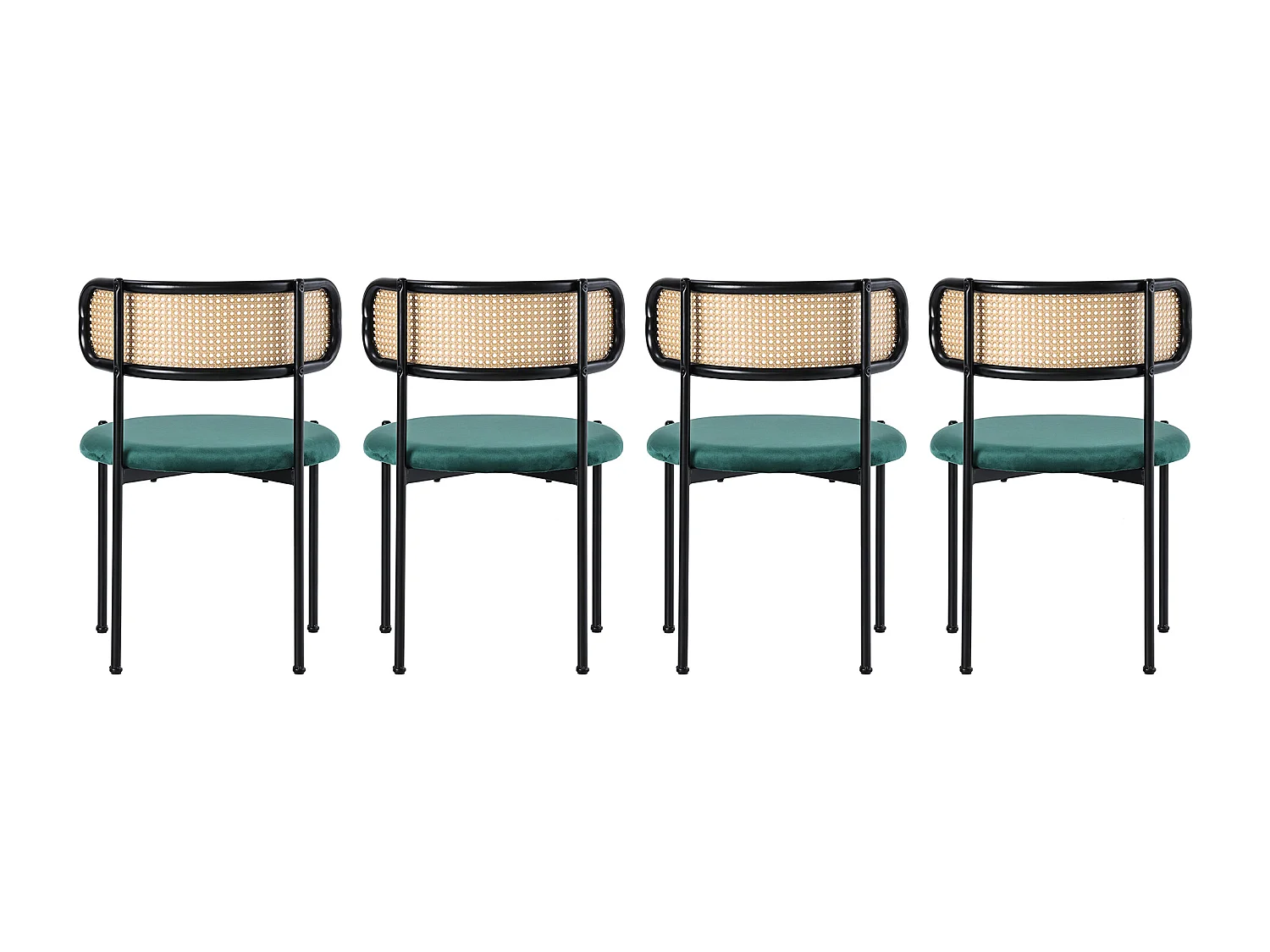 Ensemble table et chaises de salle à manger（5 pièces） - 4 chaises en velours et 1 table - aggloméré - vert et noir.