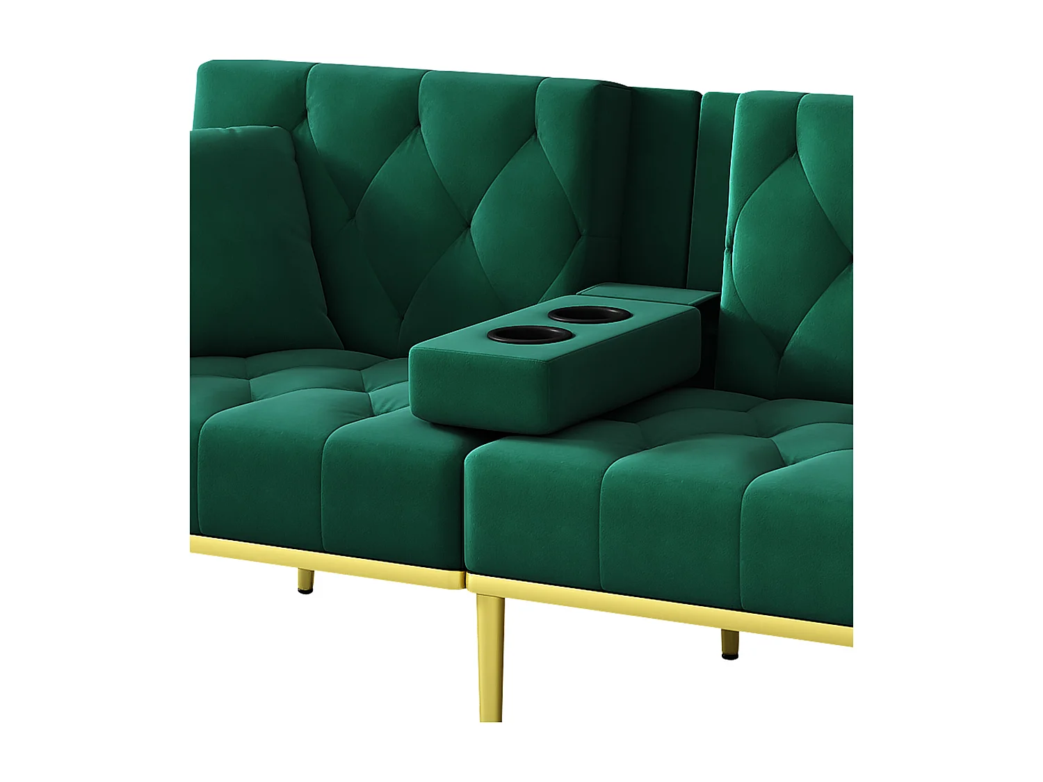 Canapé 2 places - avec fonction relax - trois positions d'inclinaison réglables - porte-gobelet inclus - vert