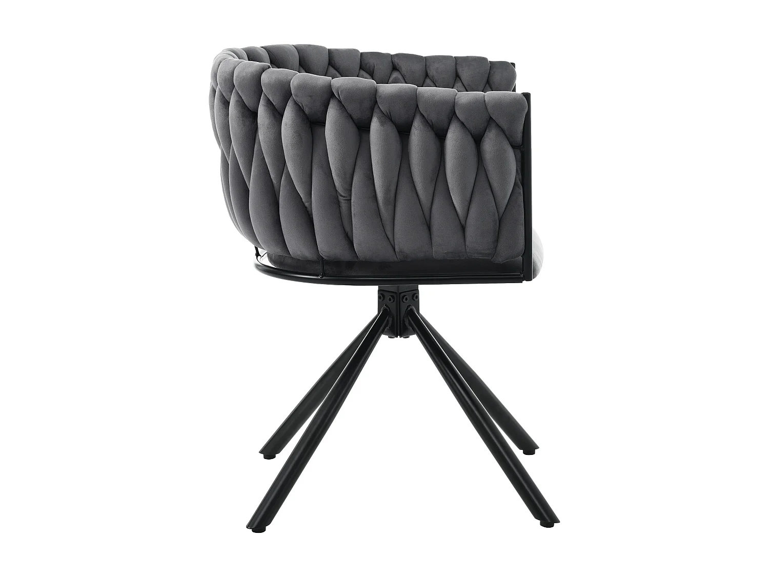 Lichte luxe draaistoel/fauteuil voor de woonkamer - 61 x 51,5 x 71 cm - 4 metalen poten - fluweel - grijs