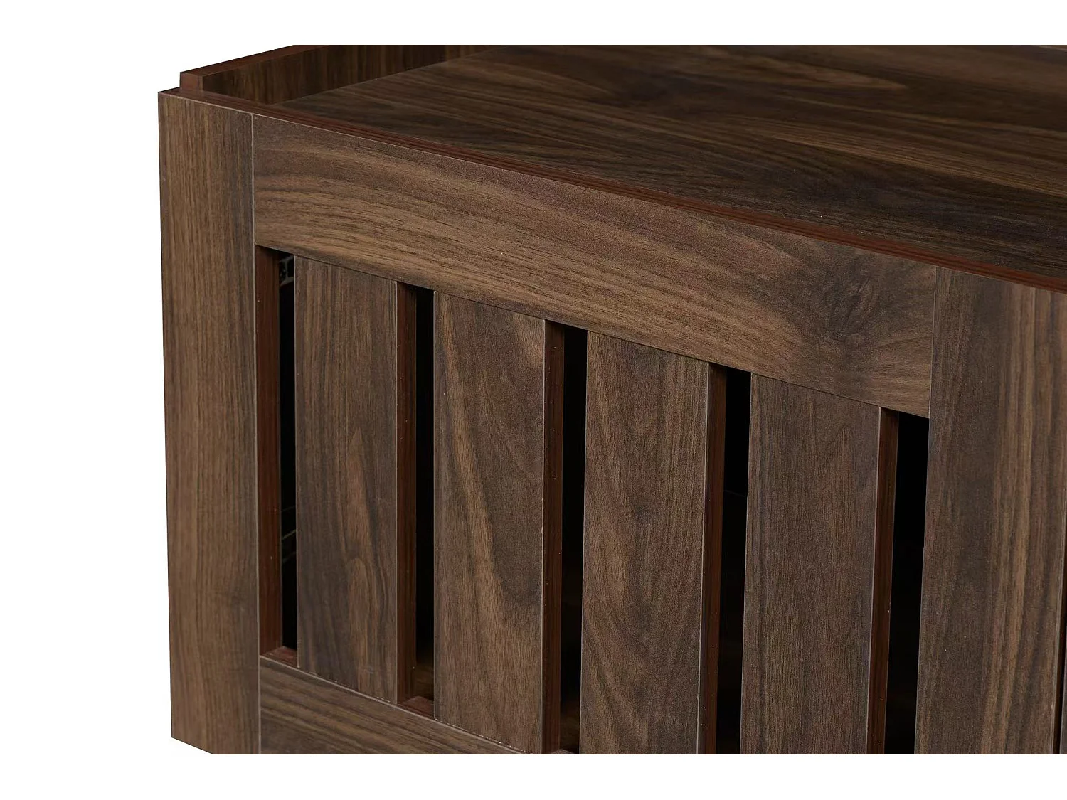 Meuble TV 160x40x47 cm - avec 3 portes - Design ajouré - MDF + métal - Marron