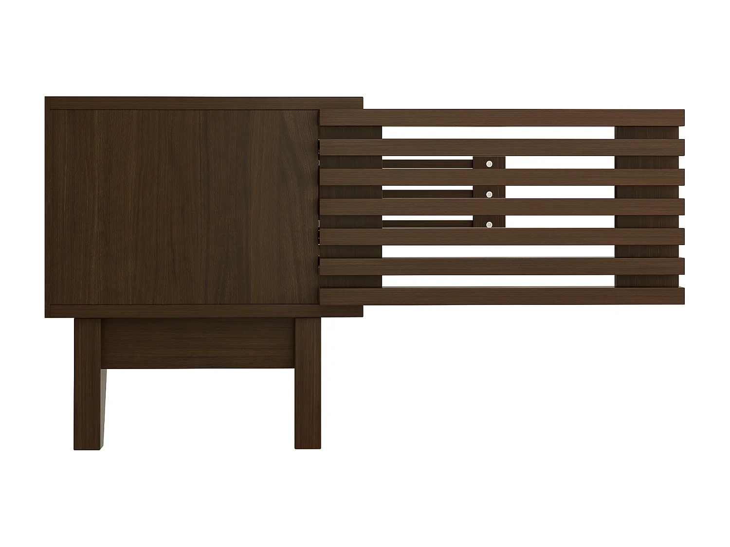 Meuble TV 170x35x40 cm - 1 tiroir et 3 portes - avec étagères ouvertes - Panneaux de particules - Marron