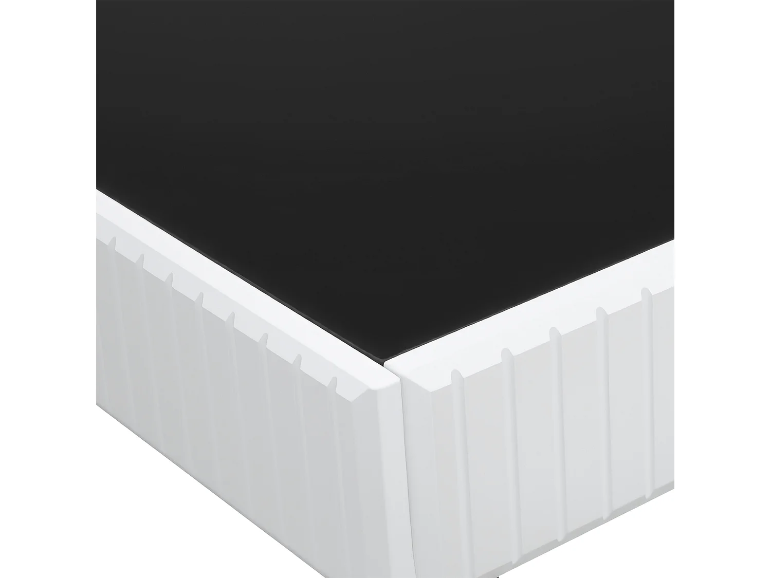 Moderne Couchtisch 110x50.5x41 cm - Hochglanz schwarze Platte - Eisenkonstruktion - MDF + Spanplatten - Schwarz und weiß