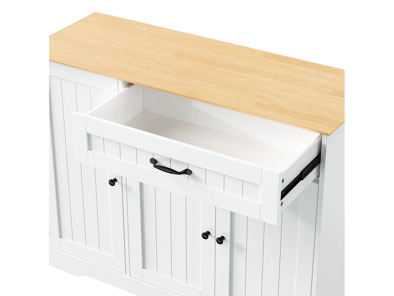 Buffet moderne 107x40x83.4cm - avec 3 portes et 1 tiroir - avec étagères réglables - Blanc + Naturel
