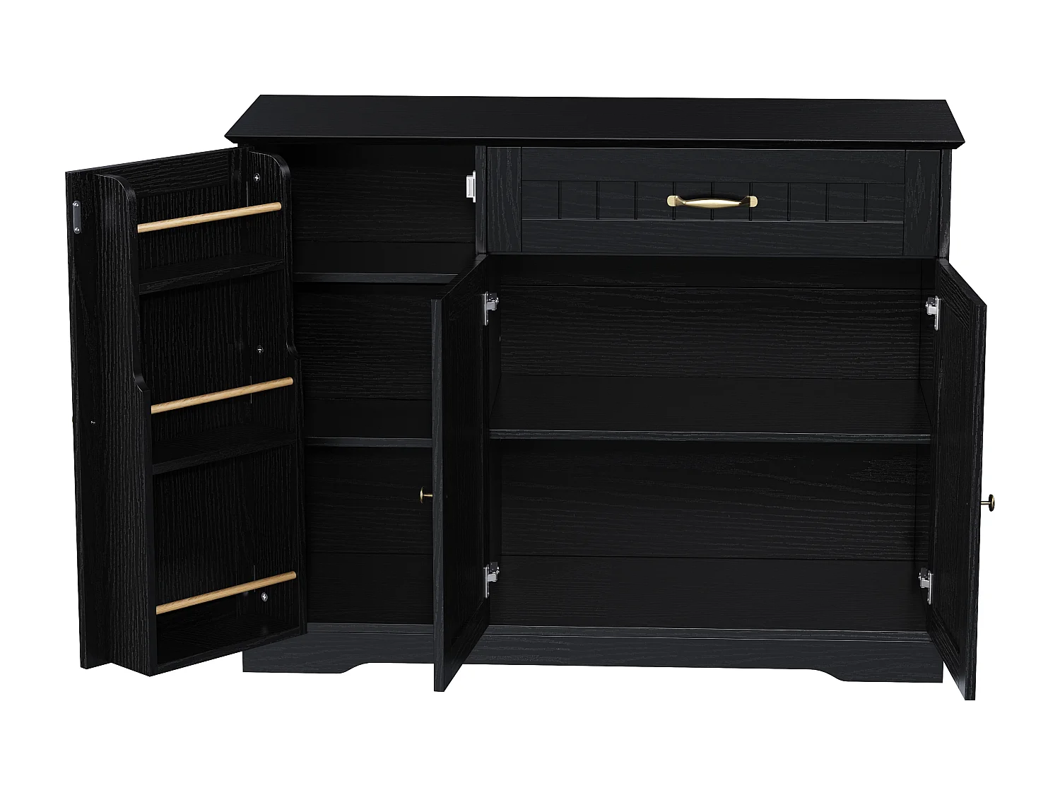 Buffet moderne 107x40x83.4cm - avec 3 portes et 1 tiroir - avec étagères réglables - Noir
