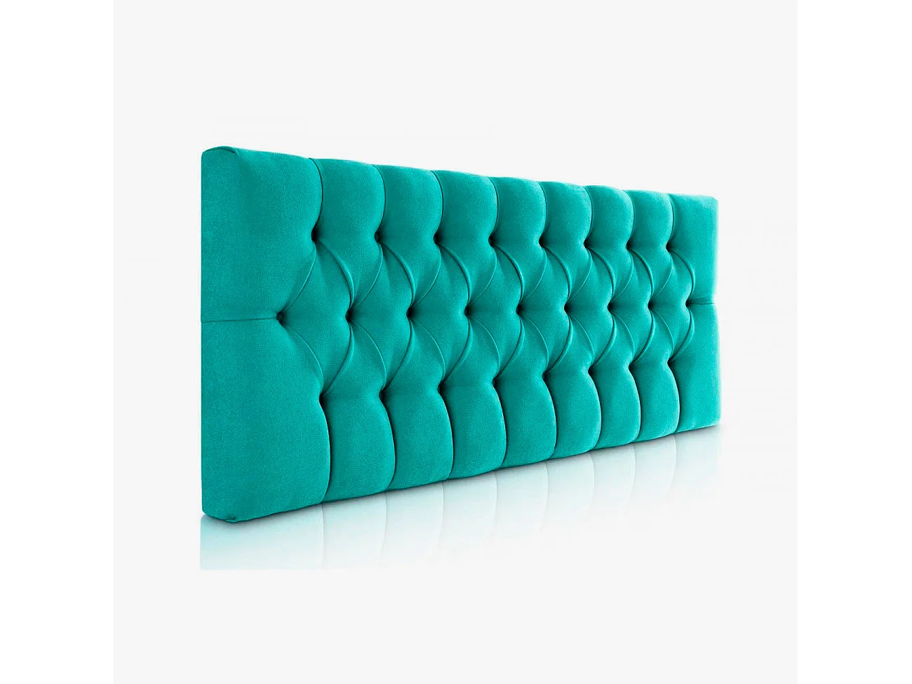 Gestoffeerd hoofdbord Capy turquoise vlekbestendige stof en frame van grenenhout – 160x60 cm, voor bedden van 150 cm