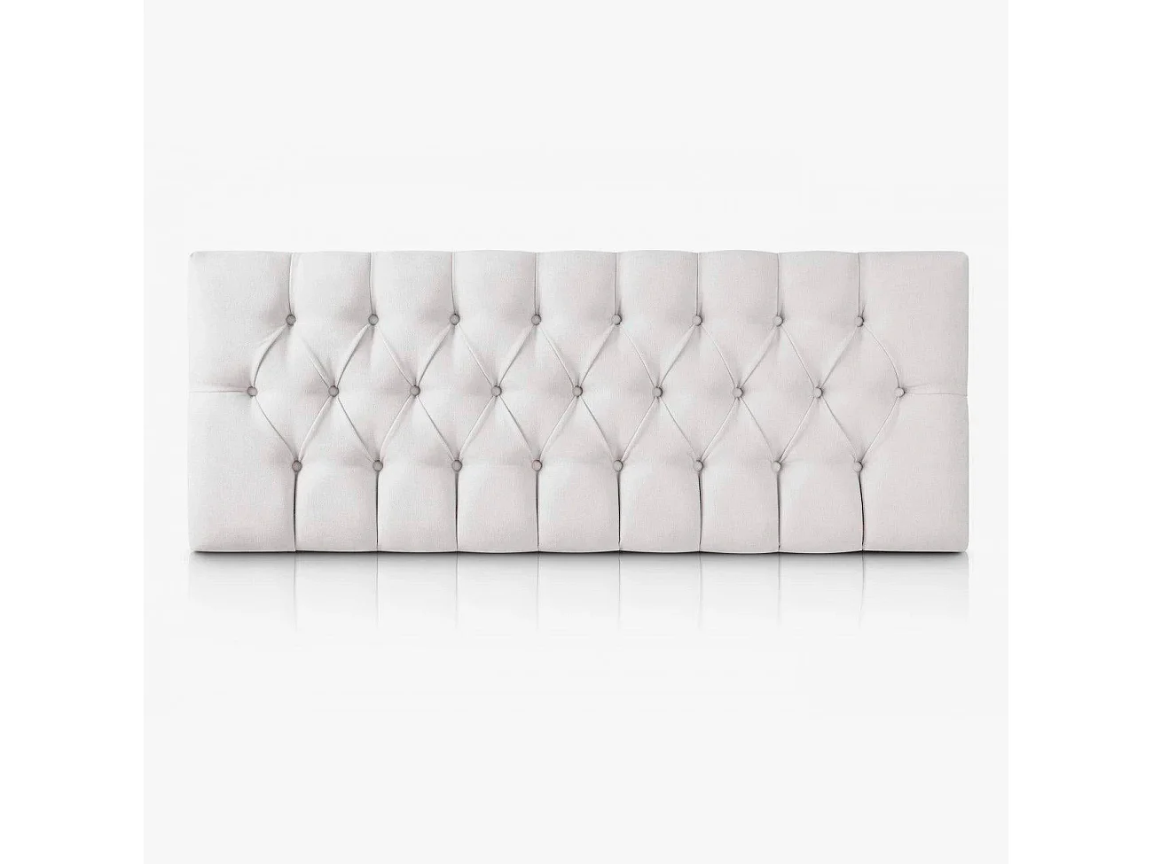 Tête de lit capitonnée Capy blanc tissu anti-taches y structure en bois de pin – 145x60 cm, pour lits de 135 cm