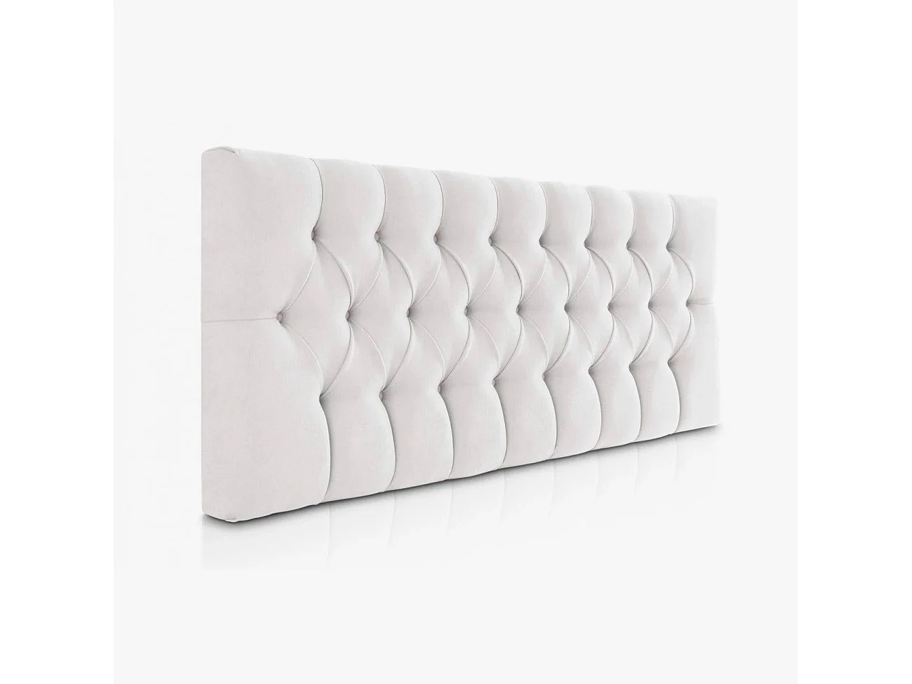 Tête de lit capitonnée Capy blanc tissu anti-taches y structure en bois de pin – 210x60 cm, pour lits de 200 cm