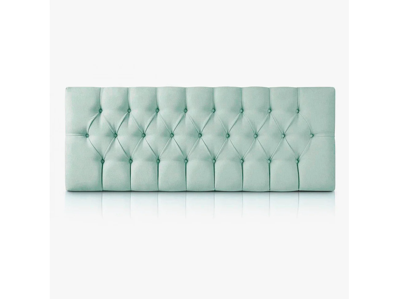 Cabecero tapizado Capy aguamarina tela antimanchas y estructura de madera de pino – 150x60 cm, para camas de 140 cm