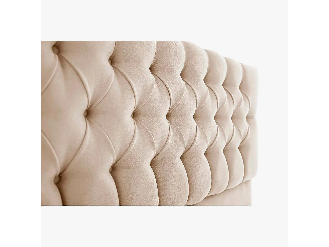 Tête de lit capitonnée Capy beige tissu anti-taches y structure en bois de pin – 210x60 cm, pour lits de 200 cm