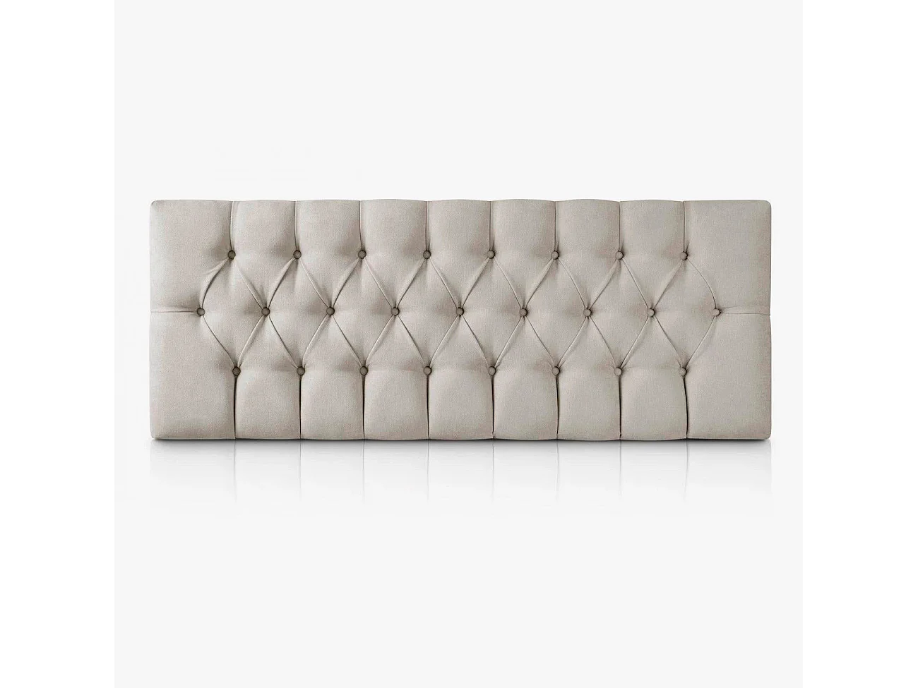 Tête de lit capitonnée Capy gris tissu anti-taches y structure en bois de pin – 210x60 cm, pour lits de 200 cm