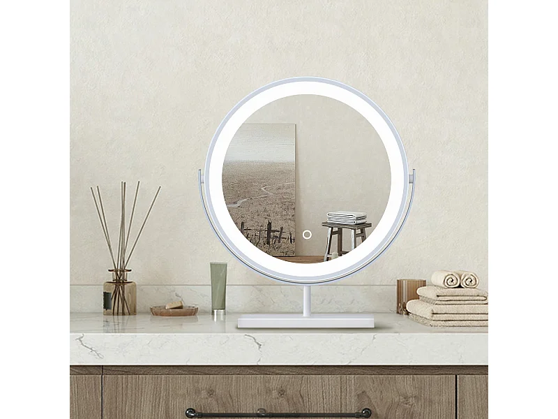 40x48cm Specchio da trucco a posizionamento statico LED + Touch Control + 3 temperature di colore regolabili