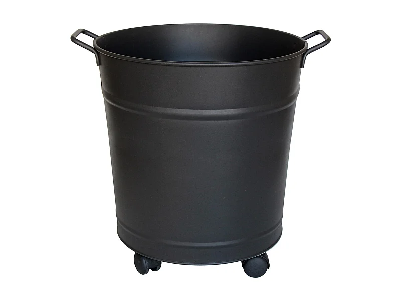 Seau à bûches ou granulés avec roulettes en acier galvanisé