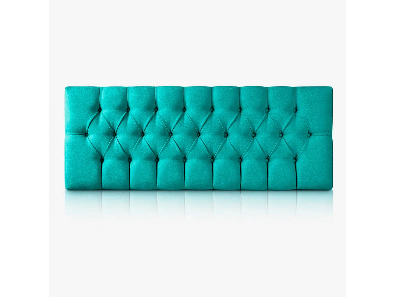 Gestoffeerd hoofdbord Capy turquoise vlekbestendige stof en frame van grenenhout – 170x60 cm, voor bedden van 160 cm