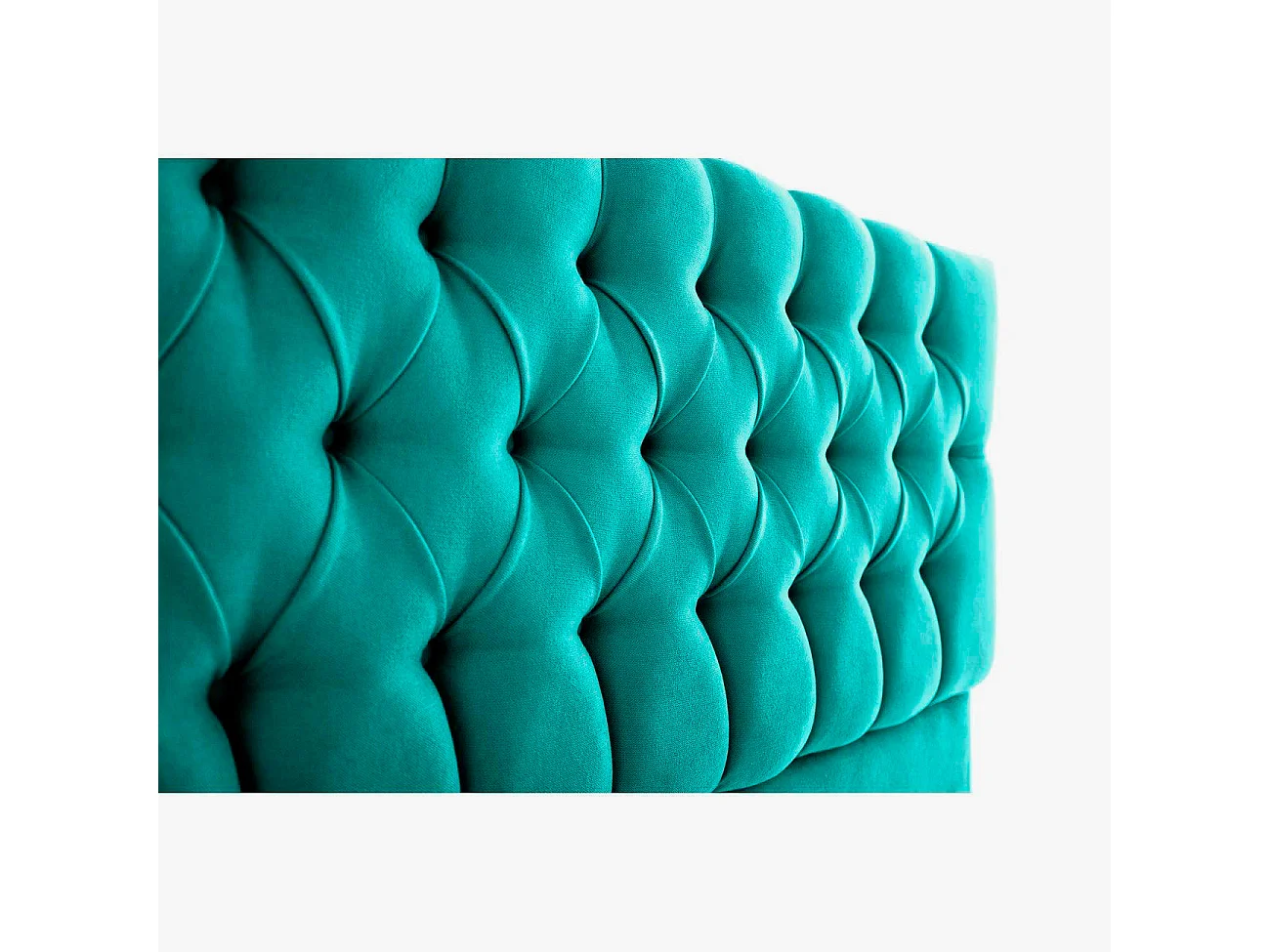 Gestoffeerd hoofdbord Capy turquoise vlekbestendige stof en frame van grenenhout – 170x60 cm, voor bedden van 160 cm