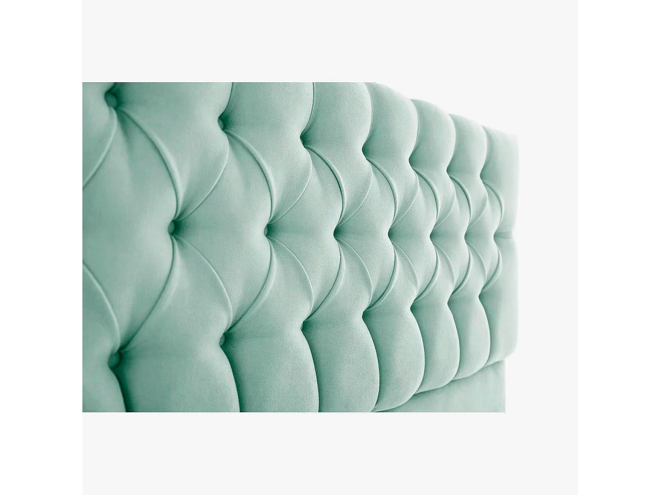 Cabecero tapizado Capy aguamarina tela antimanchas y estructura de madera de pino – 115x60 cm, para camas de 105 cm