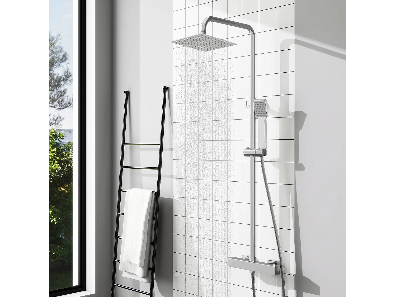 Colonne de Douche Thermostatique AICA en Laiton Système de Douche pour Salle de Bains Anti-Brûlure Chromé