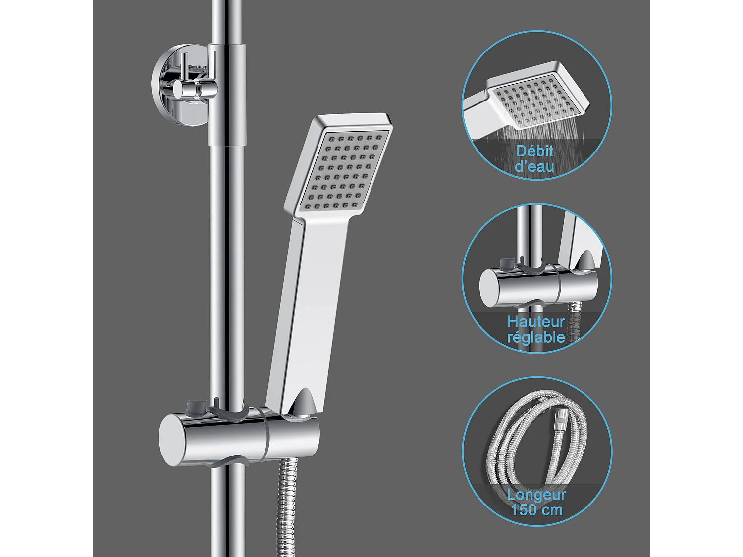 Colonne de Douche Thermostatique AICA en Laiton Système de Douche pour Salle de Bains Anti-Brûlure Chromé