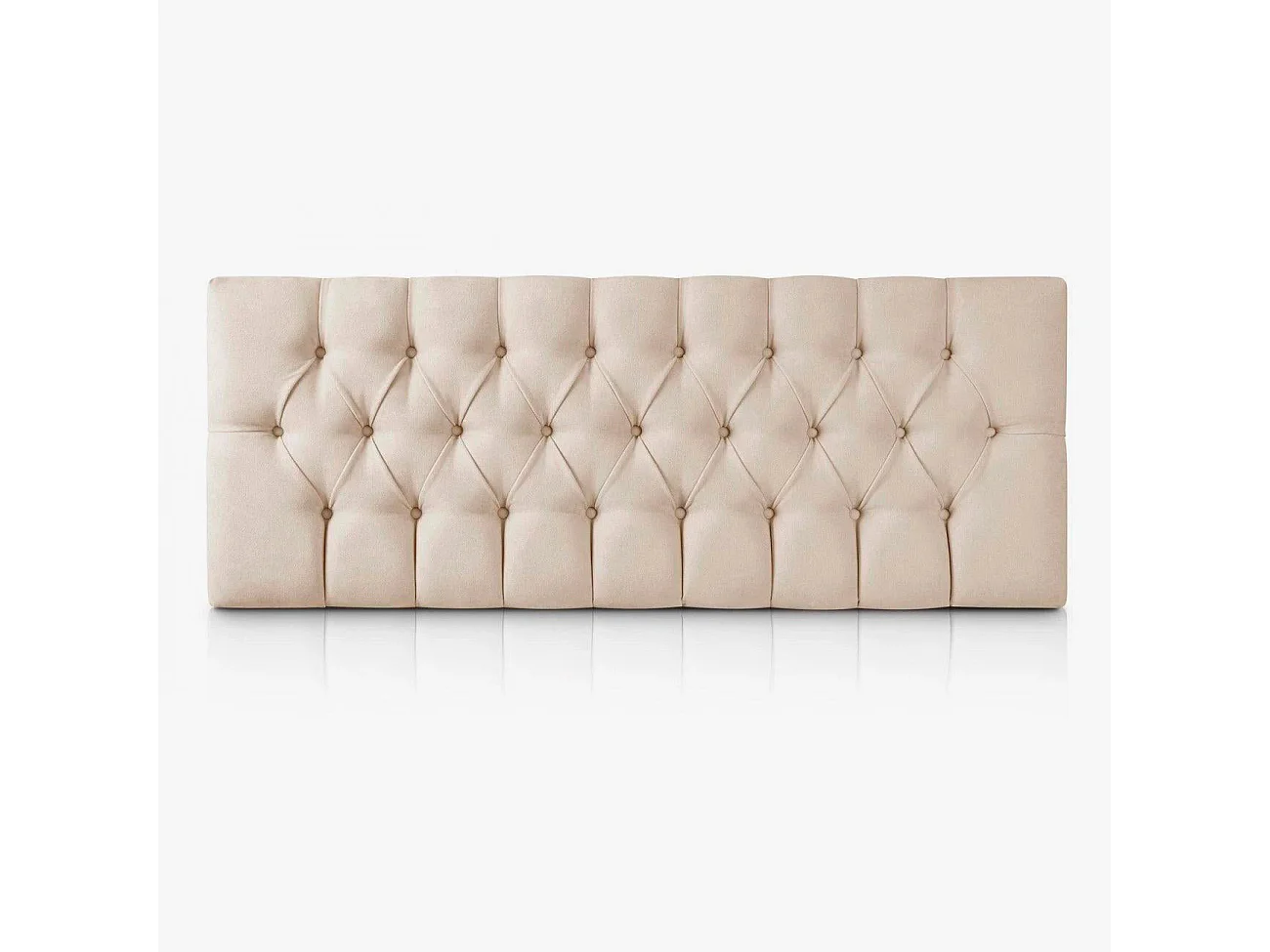 Tête de lit capitonnée Capy beige tissu anti-taches y structure en bois de pin – 190x60 cm, pour lits de 180 cm