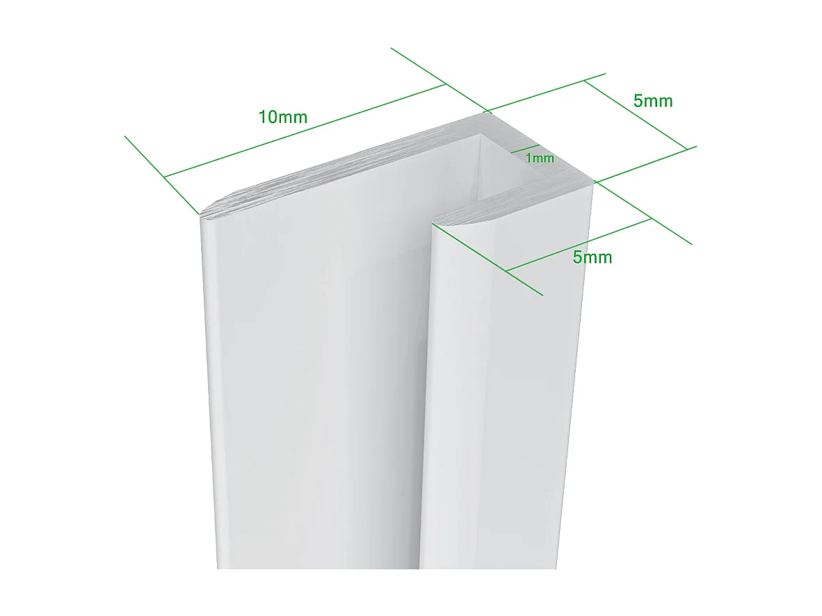 H.210 cm Pannello Doccia ad Angolo 90x80 cm Realizzato in Alluminio da 3 mm con Profili Finitura Bianco Alba per Rivestimento Parete Bagno