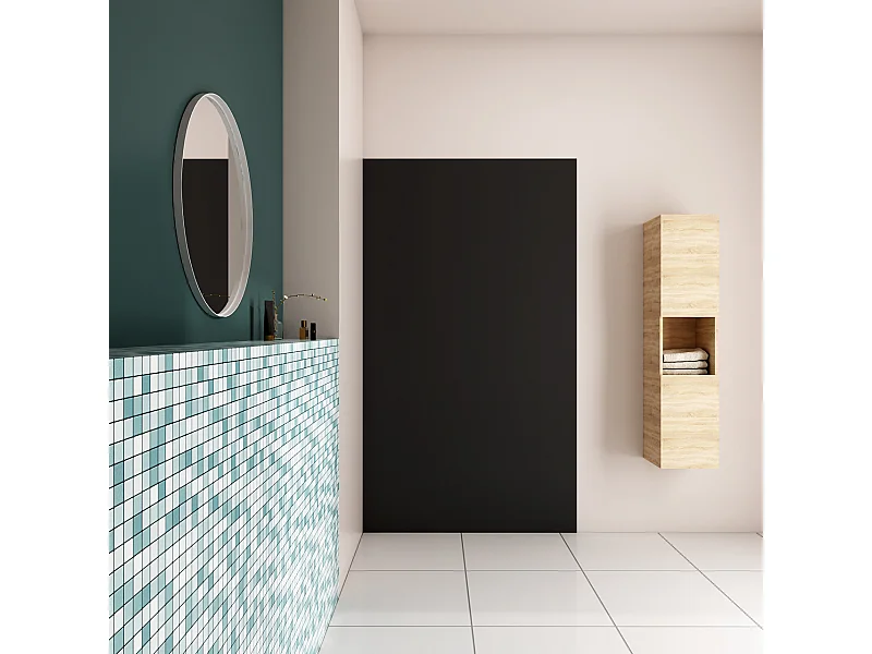 90xH.210 cm Pannello Doccia Realizzato in Alluminio Spessore 3mm con Profili Finitura Nero Opaco per Rivestimento Parete Bagno