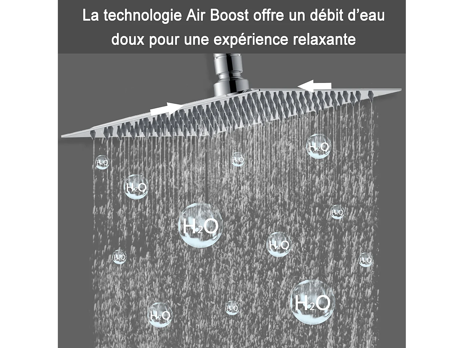 AICA Colonne de Douche Thermostatique 38°C Ensemble de Douche avec Pomme haute 20 x 20 cm+Douchette 3 Jets Hauteur Réglable 72-125 cm Laiton & Acier Inox