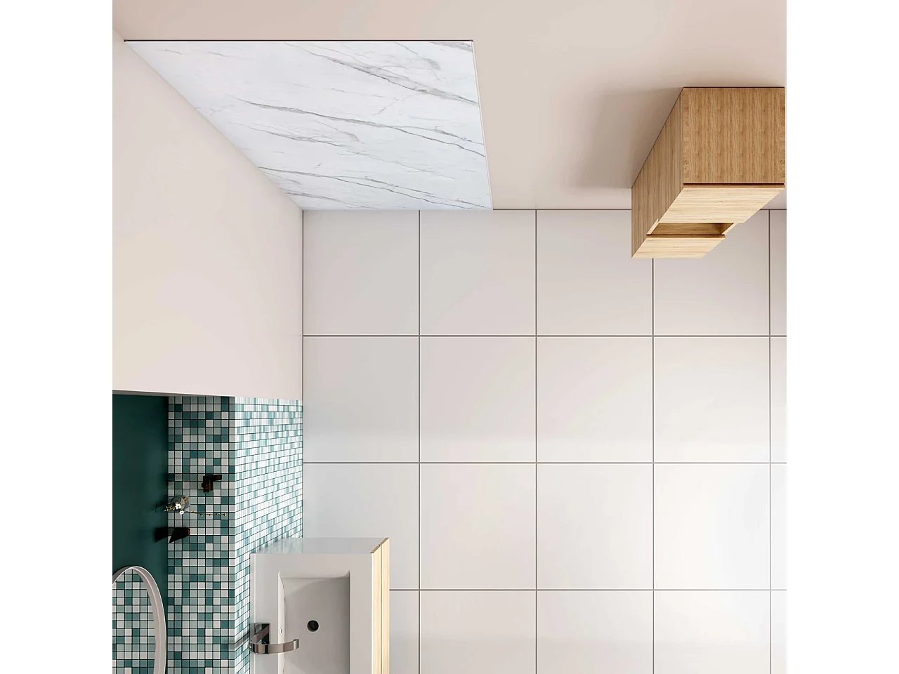 40x210 cm Pannello Doccia Realizzato in Alluminio Spessore 3mm con Profili Finitura Bianco Alba per Rivestimento Parete Bagno